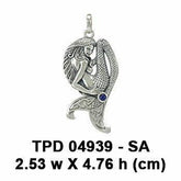 Mermaid Goddess Sterling Silver Pendant with Gemstone TPD4939 - DiveSilver Jewelry